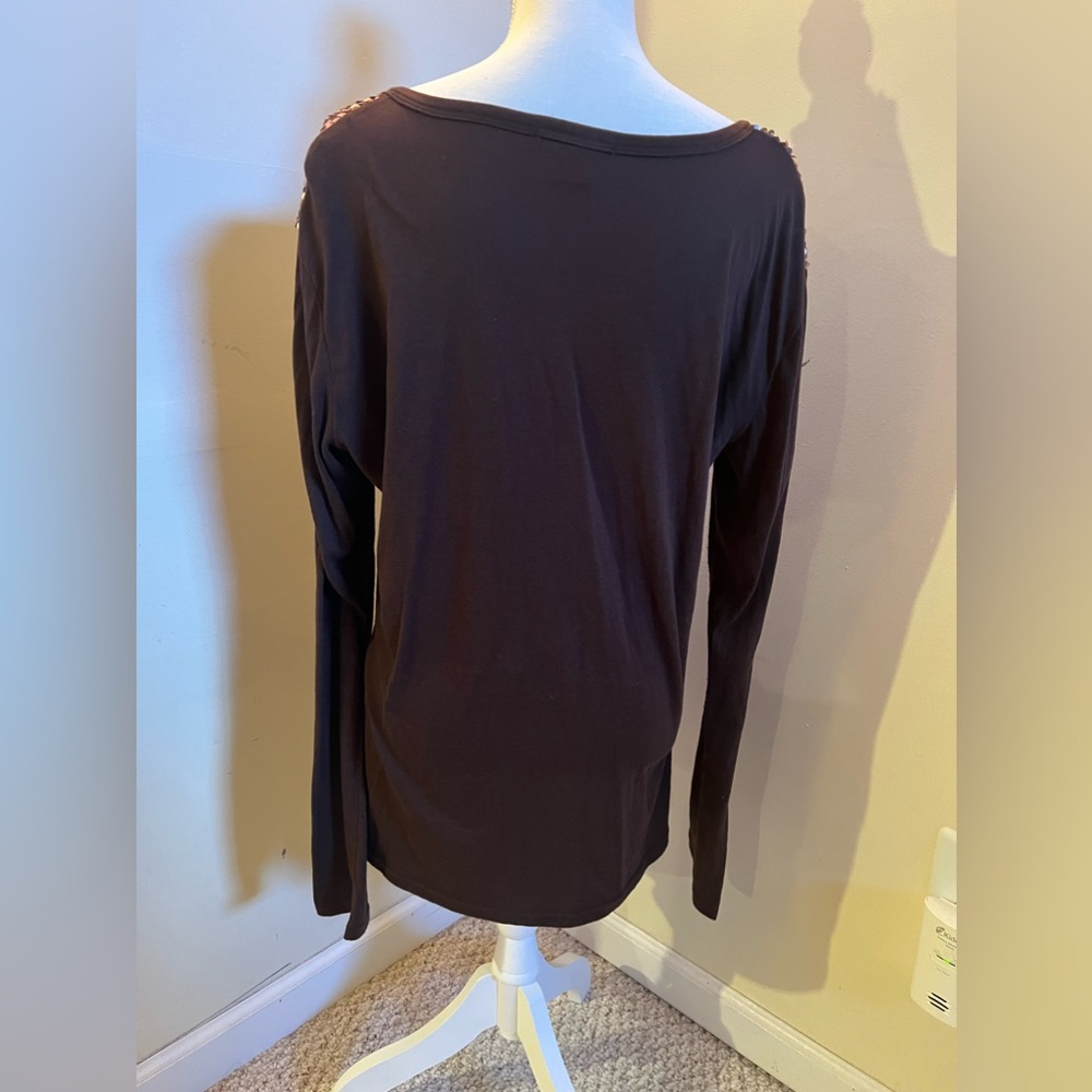 Brown Sequined Long Sleeve Cowgirl Brand Blouse